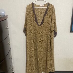 Oscar de la Renta Pink Label Leopard Print Maxi Dress